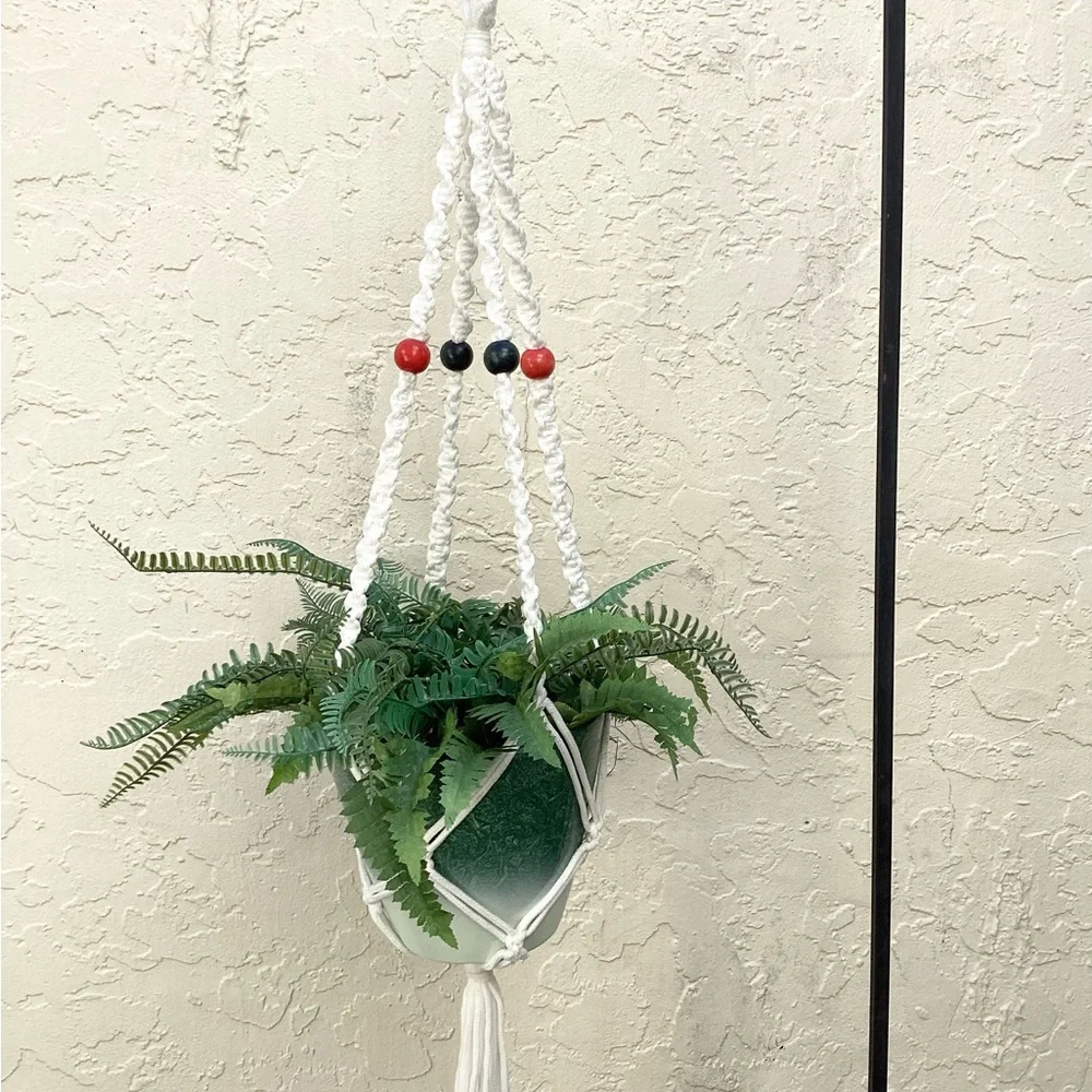 Plant Hanger Patriotic Hand Crafted Botanical Red Blue Terrarium Necessities